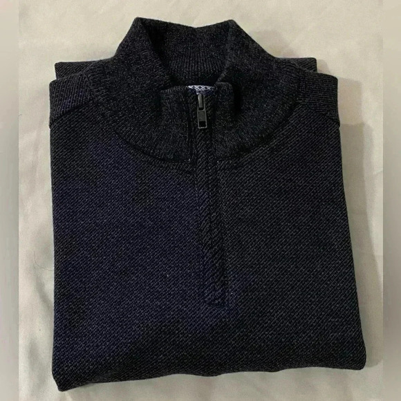 Robert Graham men dark  gray long sleeves collar 1/4 zip pullover sweater size M - Picture 12 of 12